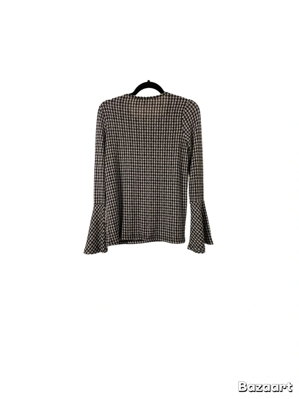 Michael Kors Black & White Houndstooth Long-Sleeve Top